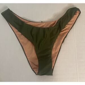 J Crew Olive‎ Green Mid Rise Cheeky Coverage Bikini Swim Bottom Size Small NWT